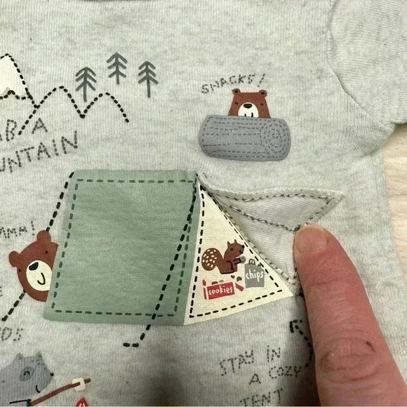 Gerber Onesie Diaper Shirt  Grey Camping Animals Tent Size Newborn - Picture 8 of 16